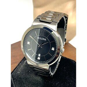 Bulova Men's Watch 98D62 Quartz Diamond Gray Gunmetal Stainless Steel 41mm